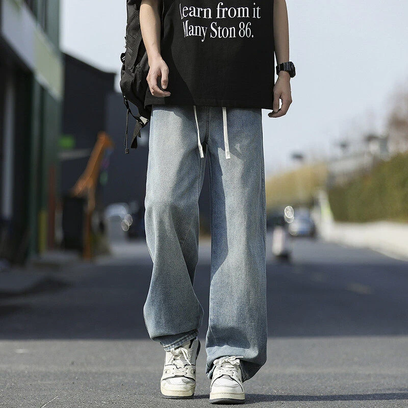 真维斯 水洗牛仔裤子男春秋新款宽松阔腿显高直筒休闲长裤
