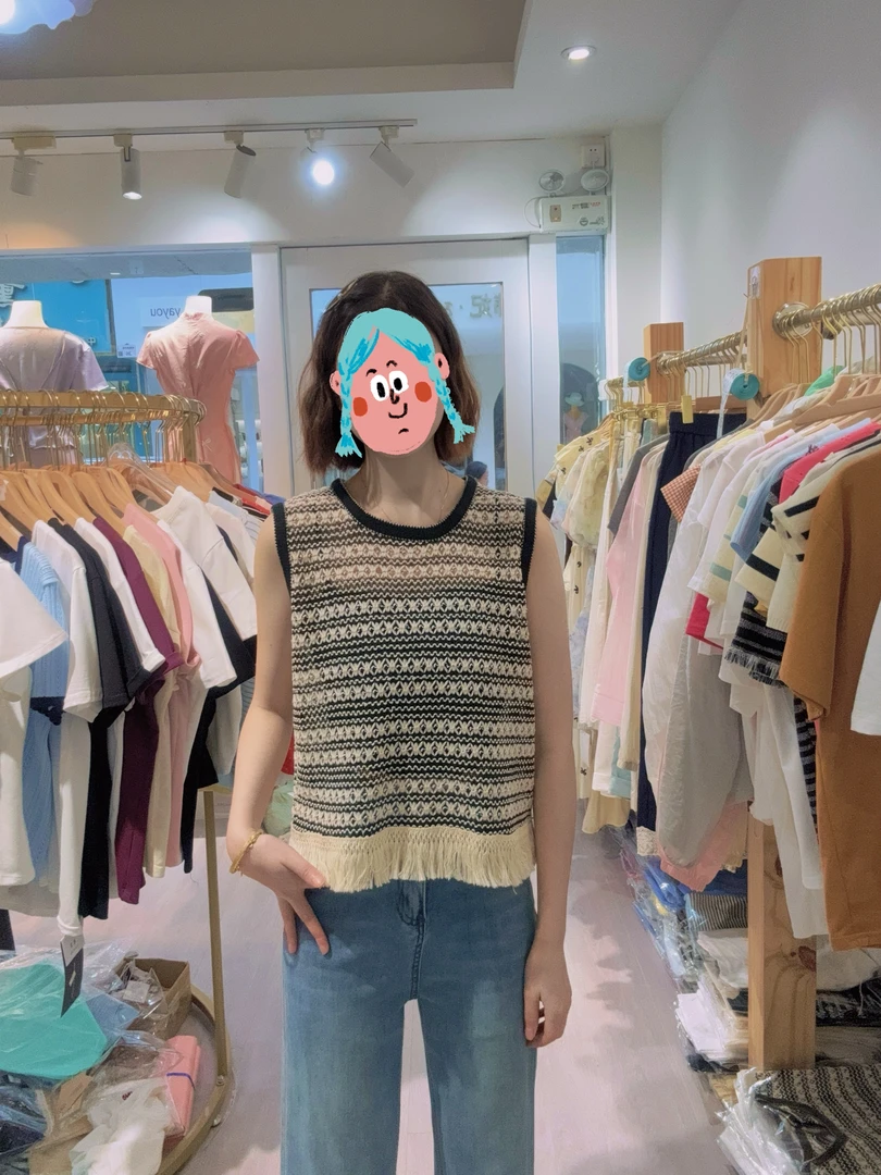 波西米亚风流苏无袖针织衫背心女夏季薄款韩里韩气设计感条纹