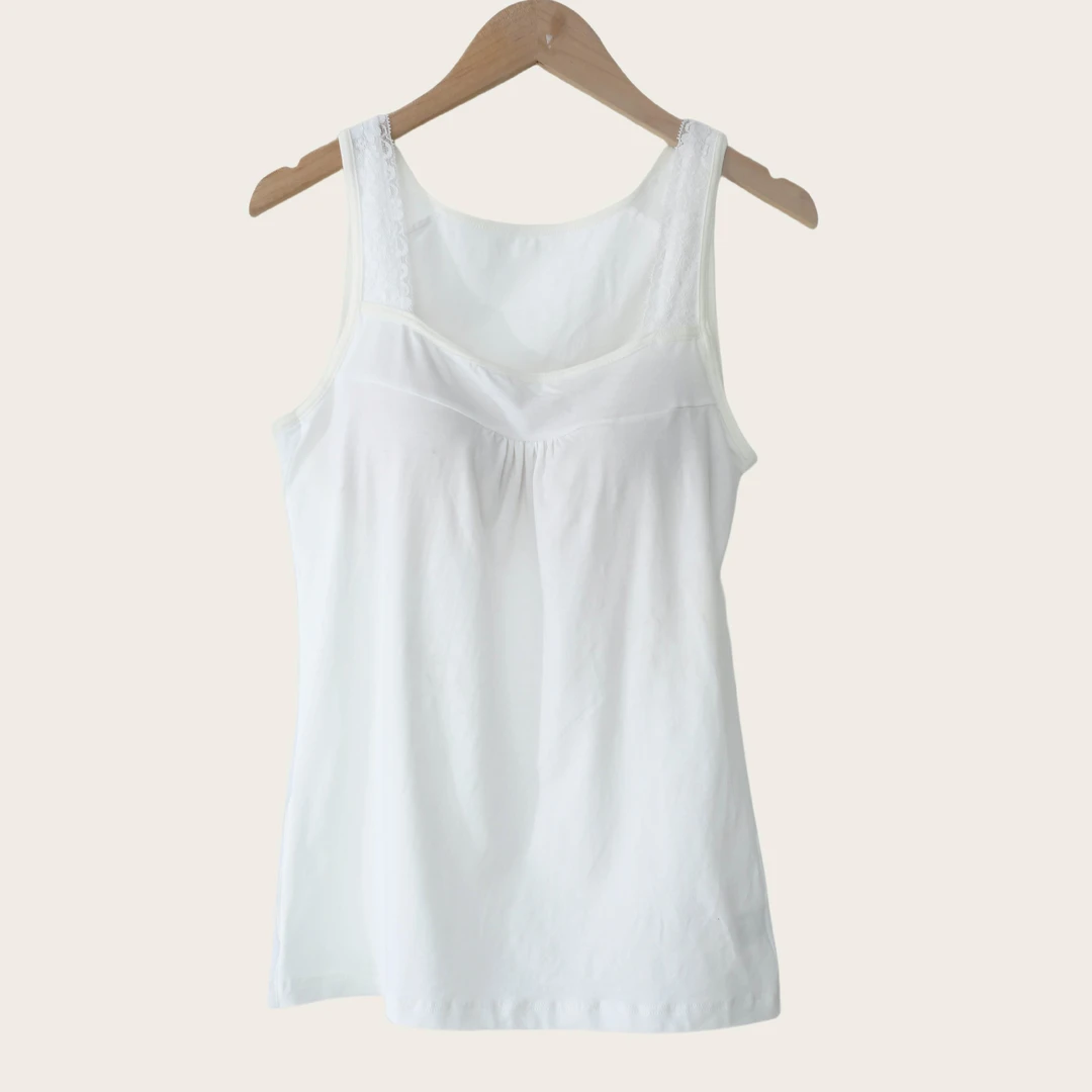 新款女士夏季镂空拼接背心吊带01045带胸垫可外穿时尚百搭透气