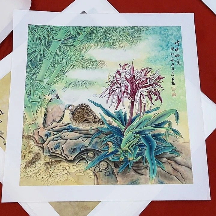 国画手绘的小卡也太好看了