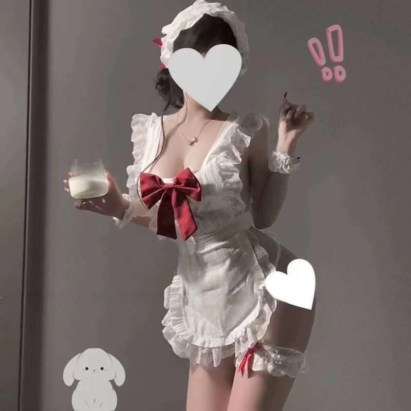 新款蝴蝶结女仆围裙套装纯欲套装