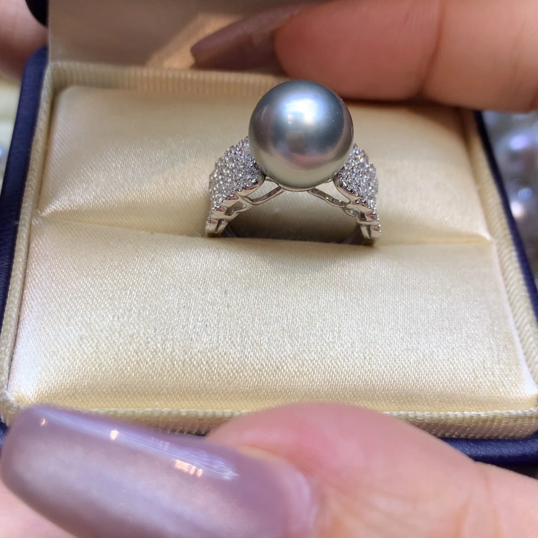 银S925镶嵌戒指海水珍珠