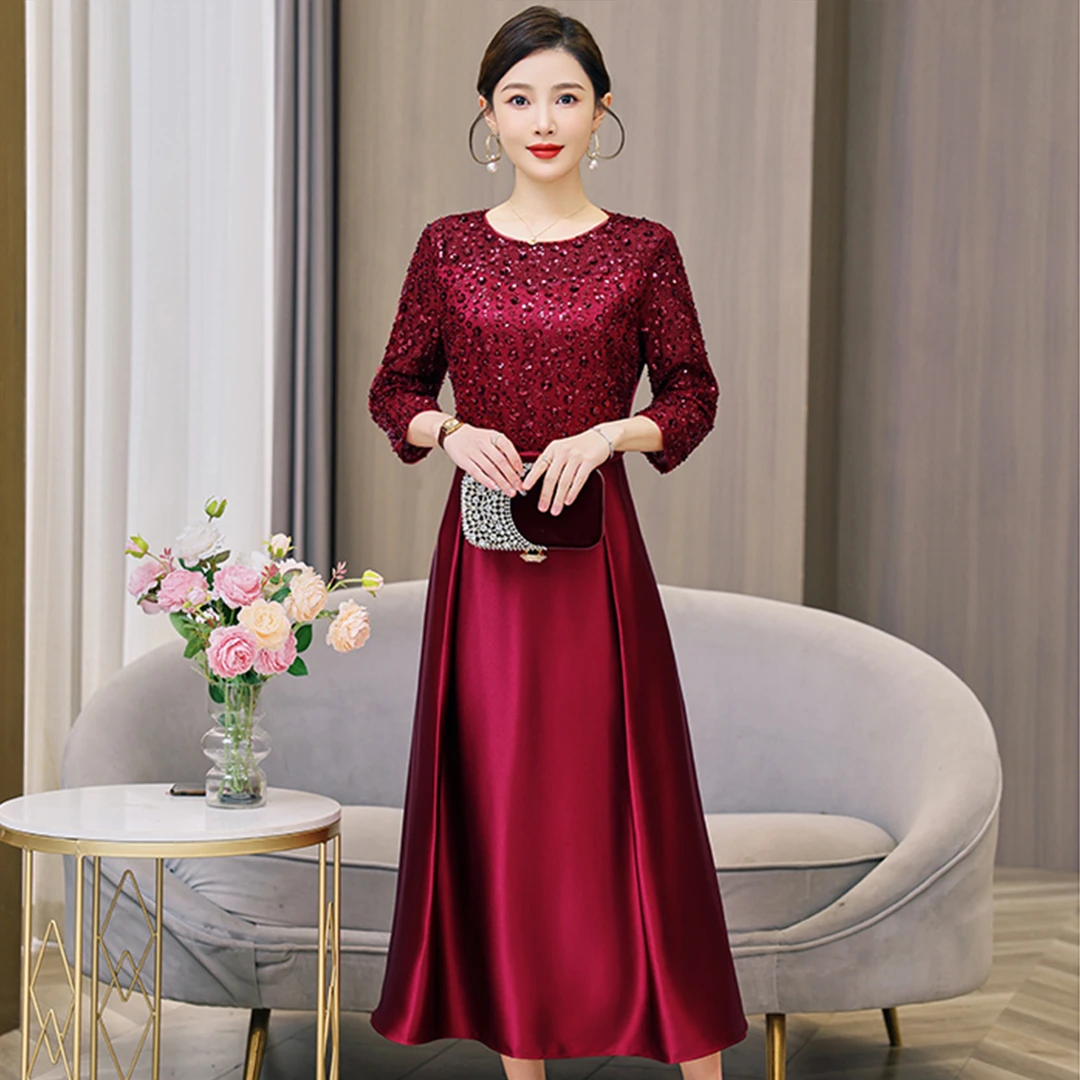 十月份气质妈妈遮肚子婚宴礼服春秋高贵年轻喜婆婆婚宴装2025新款