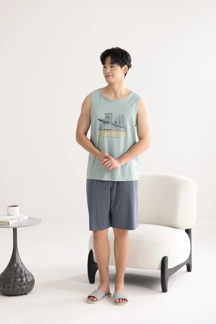 雅致内衣 | 亲亲吾衣男款夏季背心短裤家居服套装休闲家居