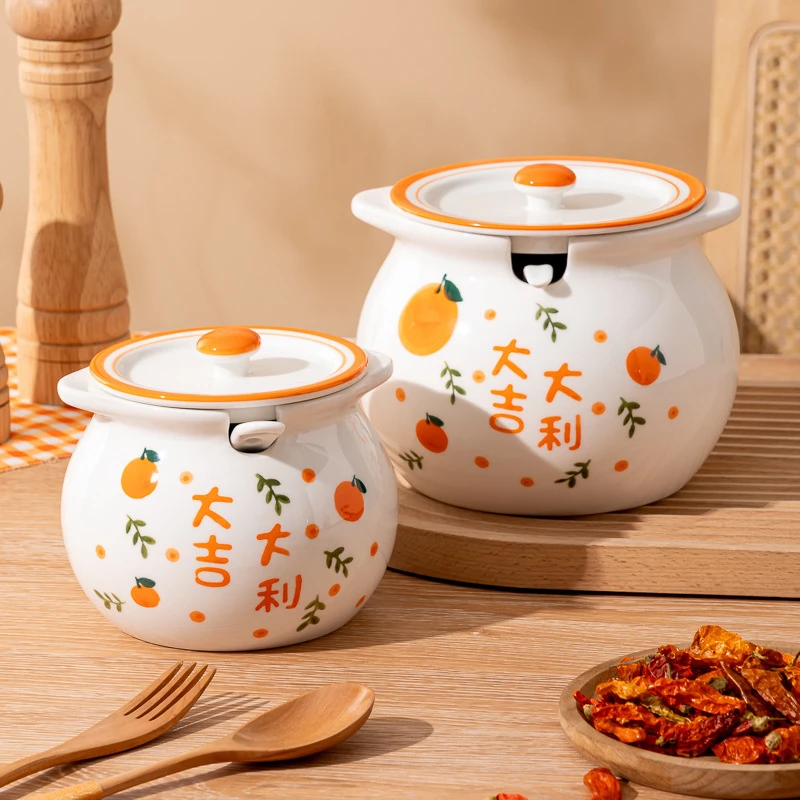 大吉大利陶瓷猪油罐家用耐高温辣椒油罐荤油罐子厨房调料罐猪油罐