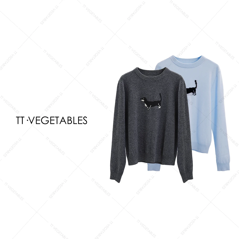 TT・VEGETABLES【序白】苔深 羊毛薄款长袖上衣宽松毛针织衫521538