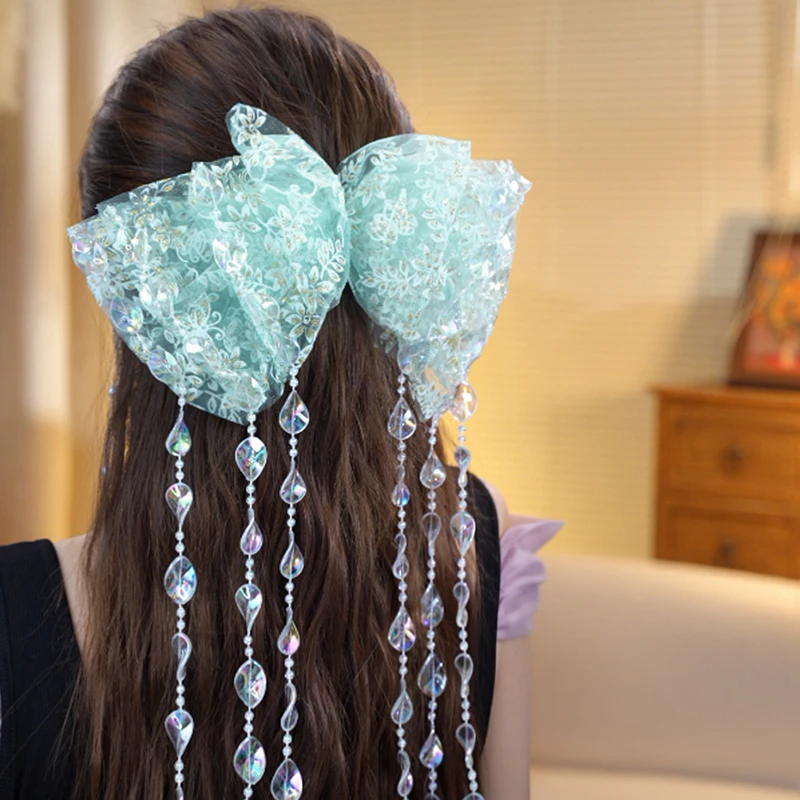 【花海漫舞】抓夹蕾丝双层头饰芭蕾风气质丝带头花发饰超仙鲨鱼夹女