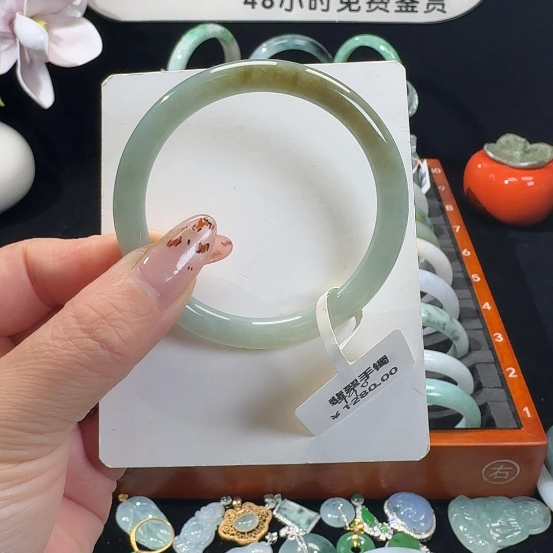╮***╭翡翠未镶嵌手镯53圆条翡翠手镯