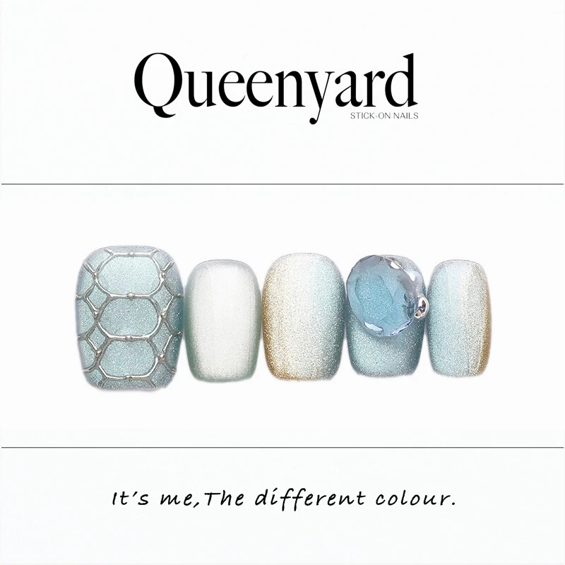 QUEENYARD【美人鱼】渐变猫眼创意鱼纹2025新款高级感手工美甲