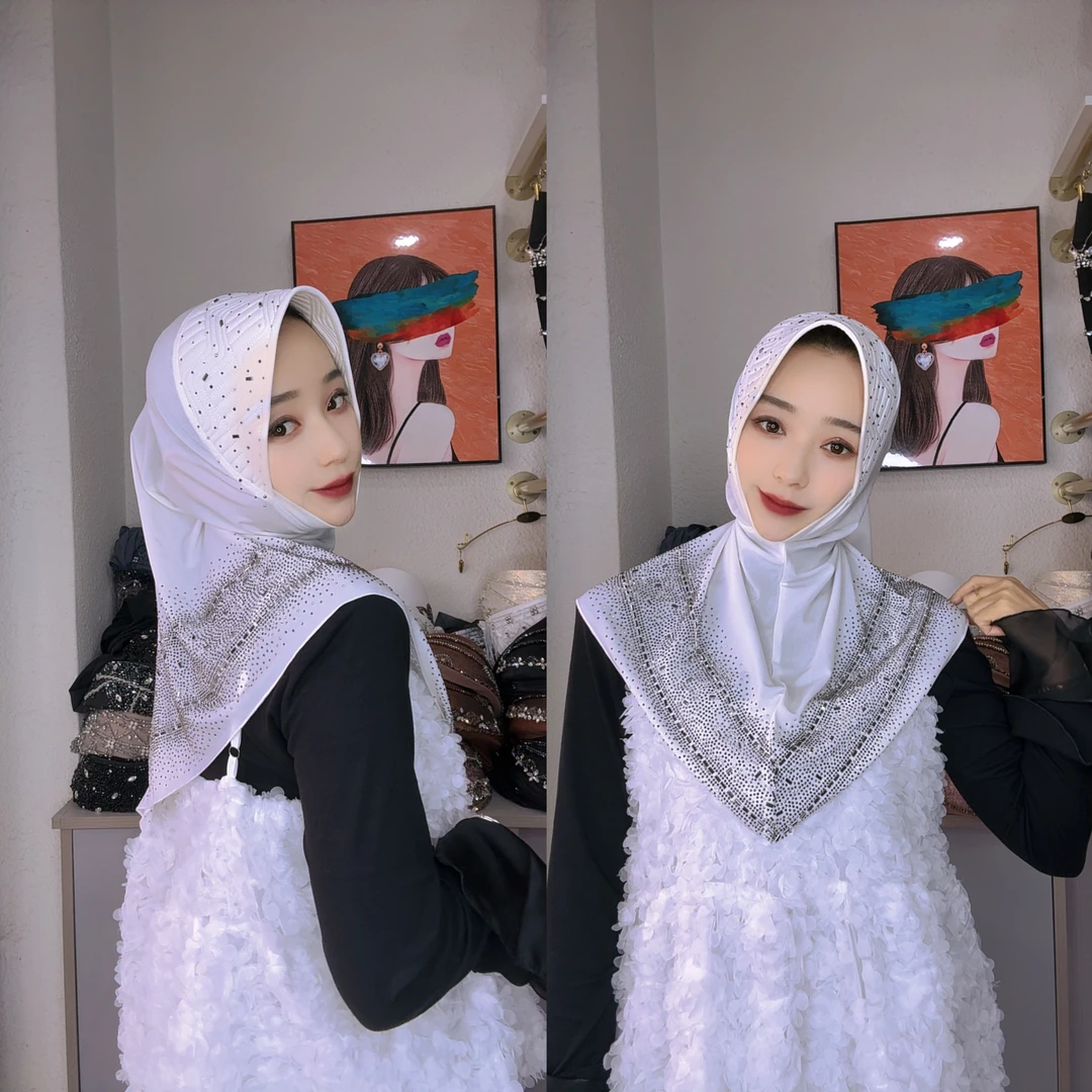 高定款玻璃烫钻海绵大摆直角帽沿