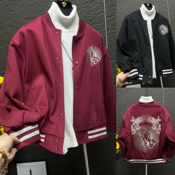 刺绣重工艺字母夹克棒球领韩版潮流休闲外套上衣帅气ins8823