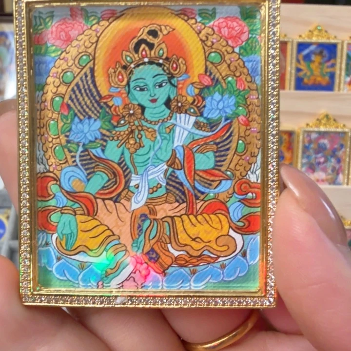 吊坠绿妈妈热贡纯手绘毛毛