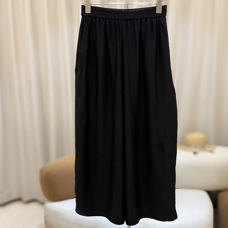 大码腿粗屁股大山本裤女宽松胖mm高腰垂感阔腿裤八九分裤/25309