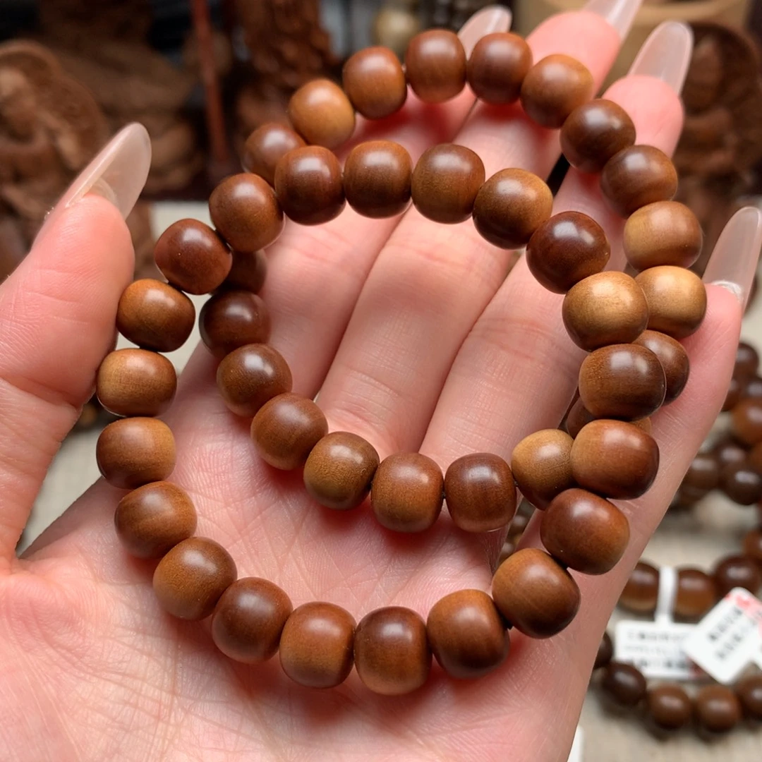 谦***手串/手链檀香木老山檀香9×10焦糖黑肉沉水供奉料38颗
