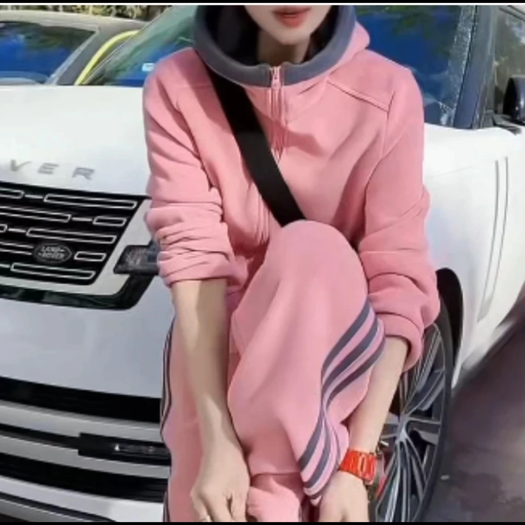 冬季新款连帽卫衣套装女时尚百搭保暖休闲外套搭配阔腿