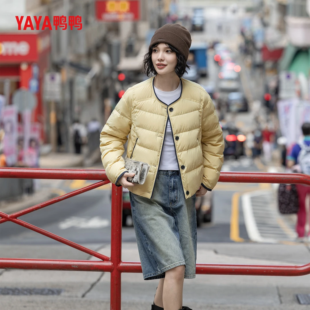 YAYA/鸭鸭羽绒服女款爆款2025新款正品新国标90白鸭绒高级外套