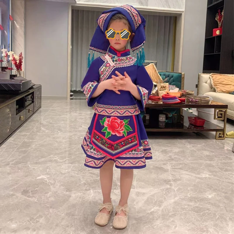 三月三民族服装儿童广西壮族少数民族服饰哈尼族女童瑶族苗族男童