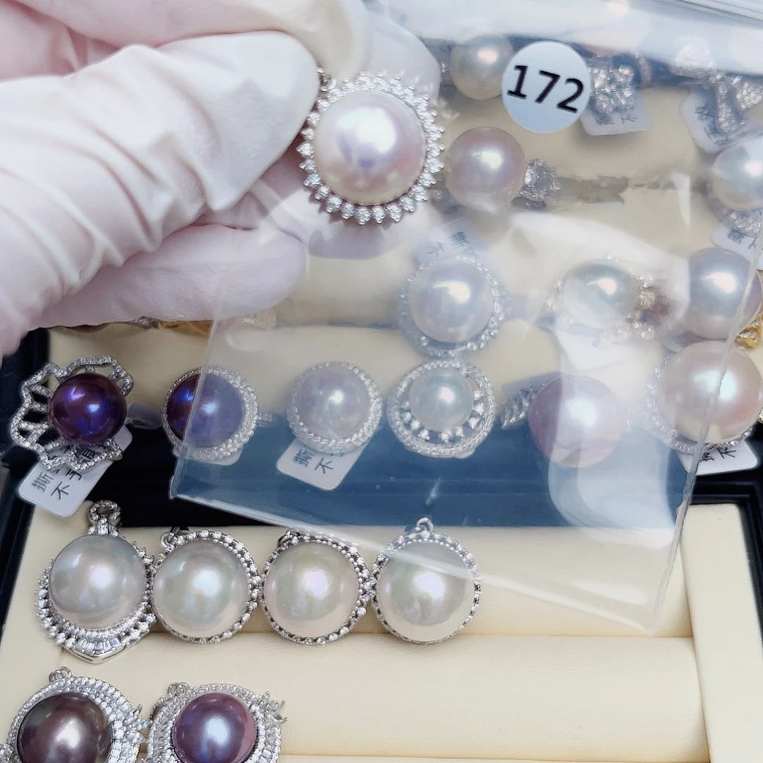 戒指银S925镶嵌淡水珍珠