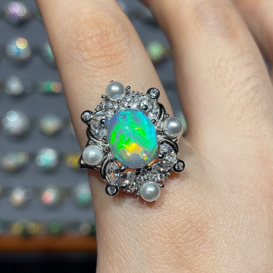 欧泊银S925镶嵌欧泊戒指