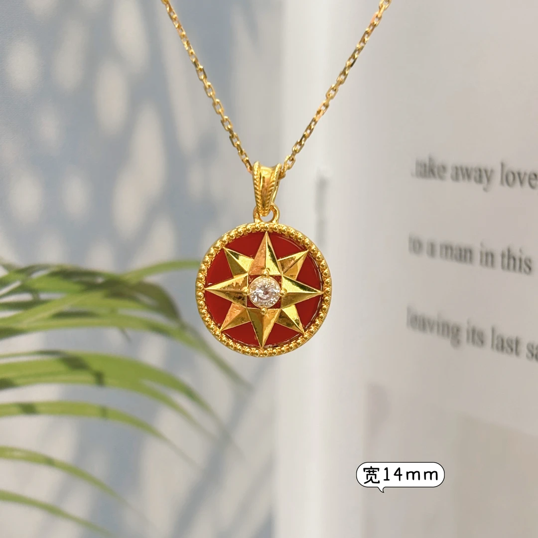 18k金精美时尚八芒星吊坠(不含链）
