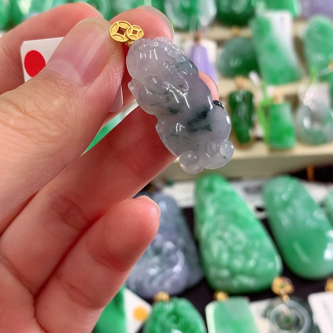 翡翠18K金镶嵌吊坠(不含链)