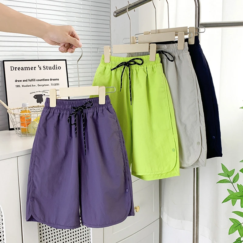 夏季男女童潮牌冰丝速干口袋工装短裤户外百搭亲子同款透气五分裤