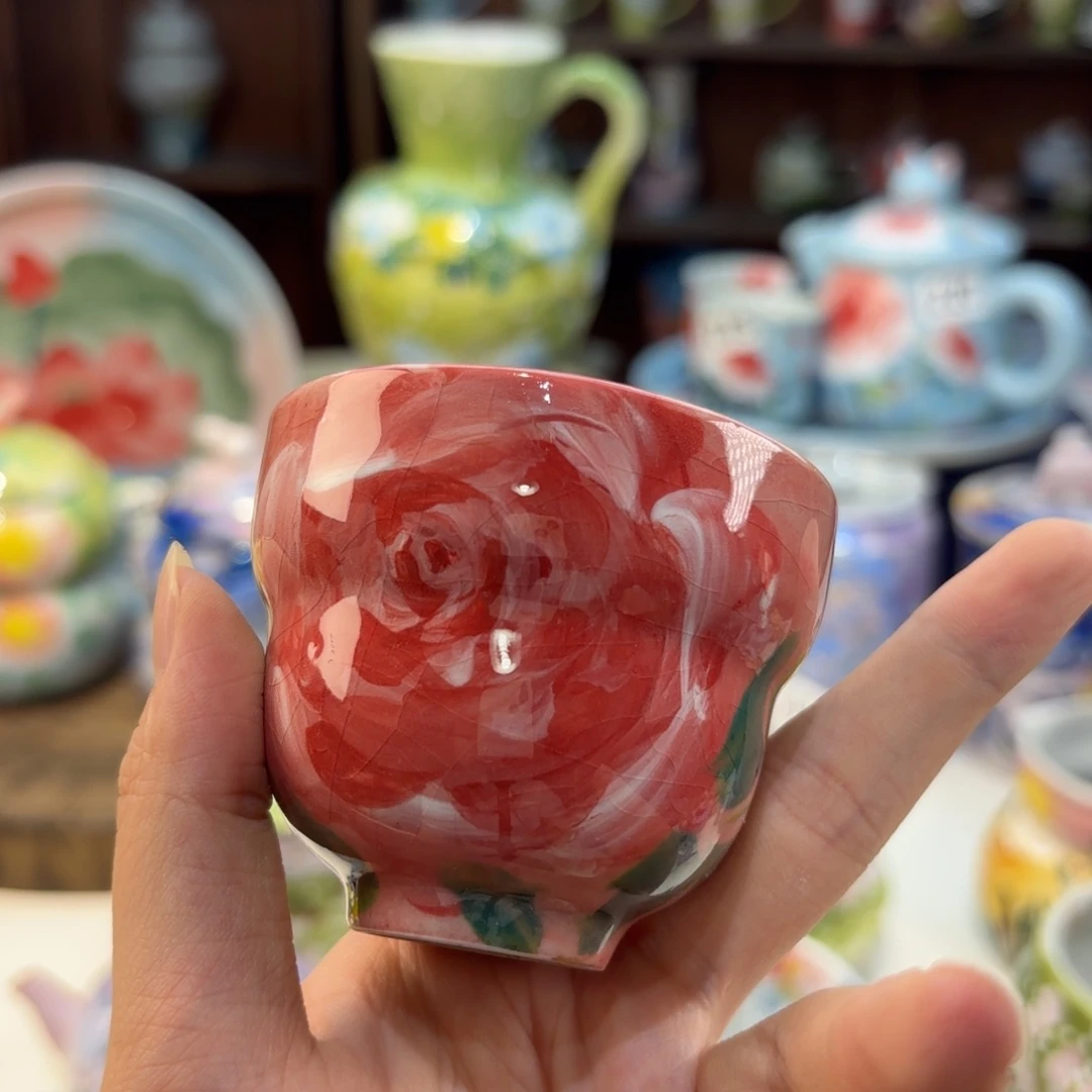 瓷片景德镇手绘高温釉下彩陶瓷茶具