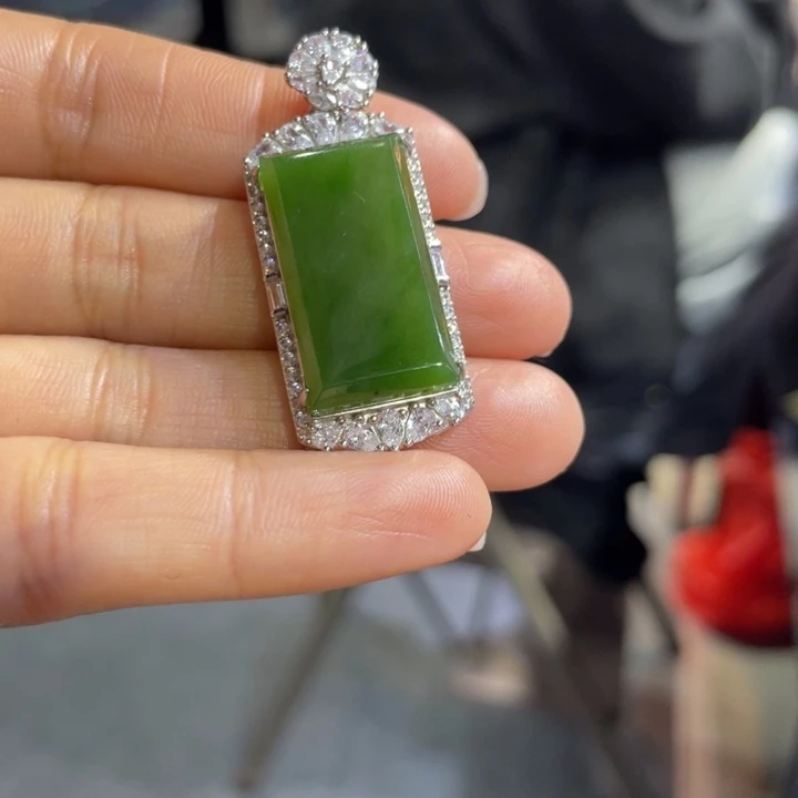 和田玉银S925镶嵌颈饰
