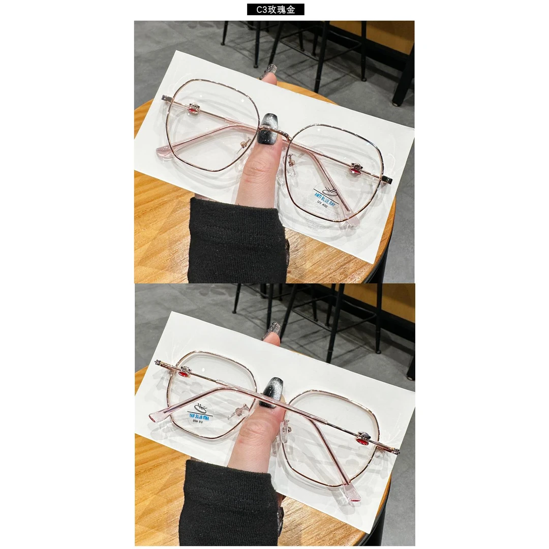 新款卡通多边形眼镜框女素颜百搭防蓝光眼镜时尚学生近视眼镜架男