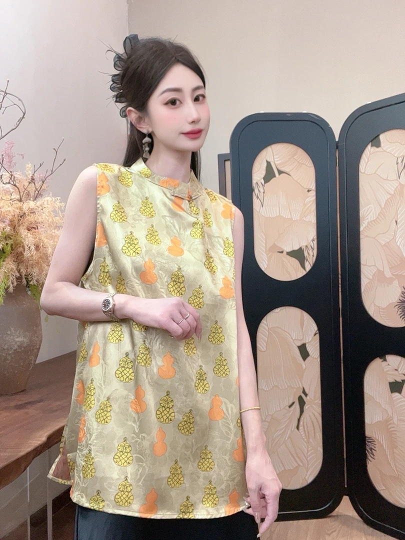 【小葫芦】2025夏季新款短袖百搭显瘦新中式短袖女日常时尚气质