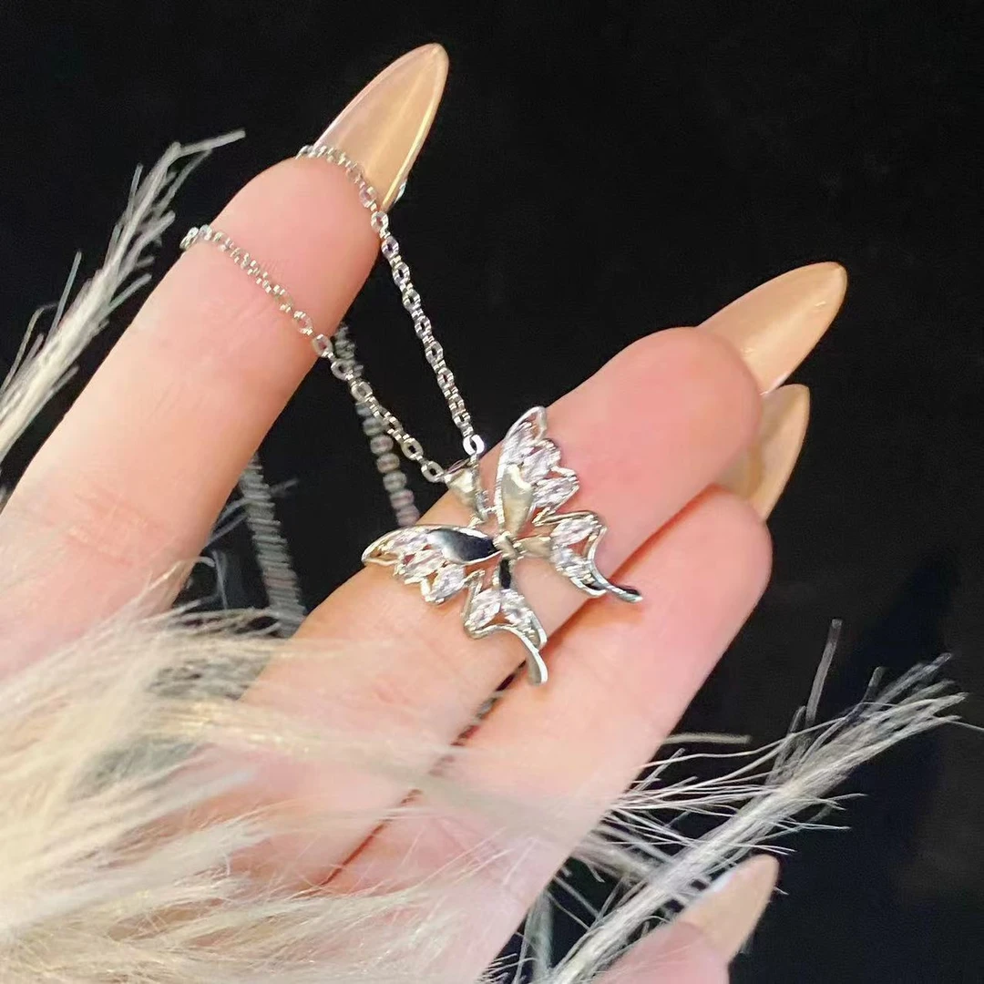 钛钢项链 银色轻奢气质超仙小众坠链精致时尚仙女钛钢锁骨项链