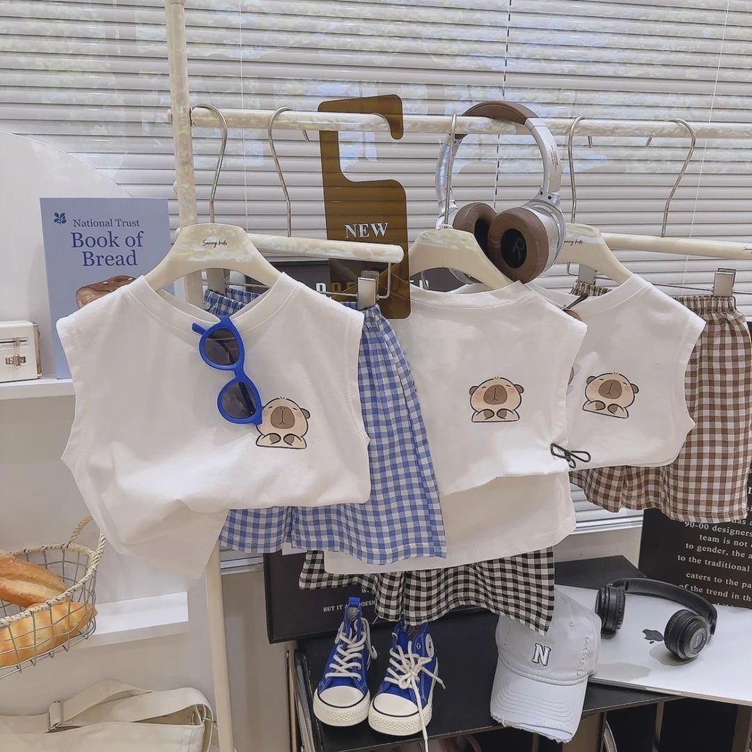 儿童夏季套装男女童背心两件套男女宝洋气运动背心短裤