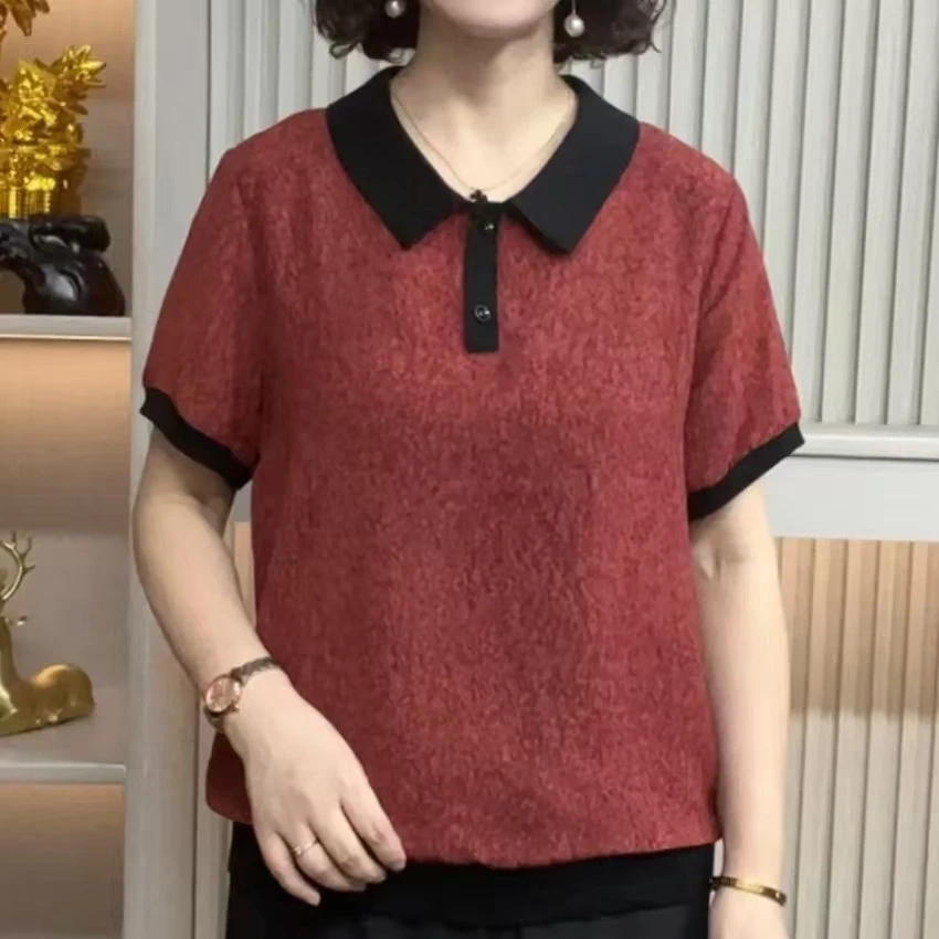 妈妈装流行欧若拉时尚潮牌女装宽松夏装女士独特漂亮小衫休闲短袖