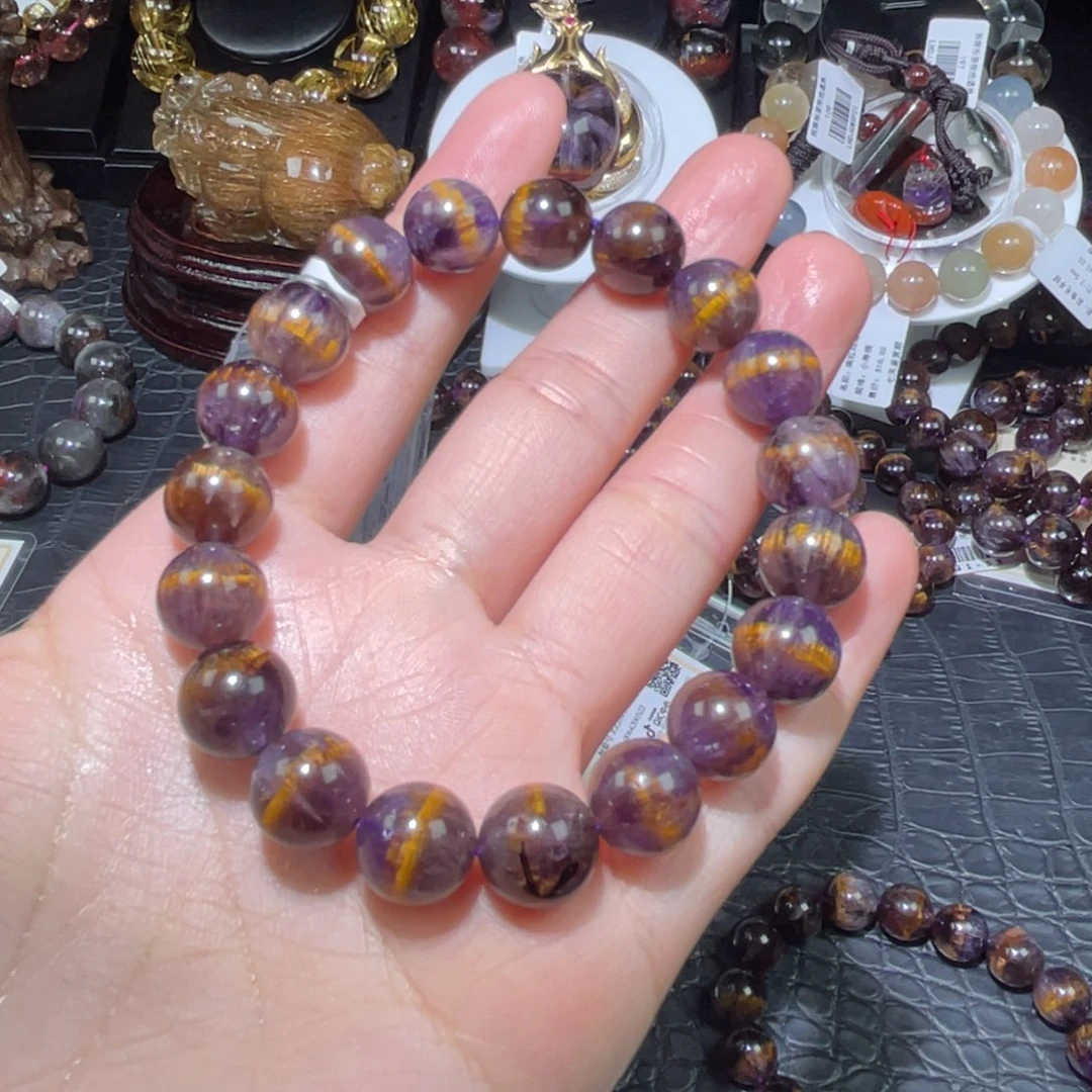 *****水晶手链未镶嵌10.5mm紫钛手链单圈