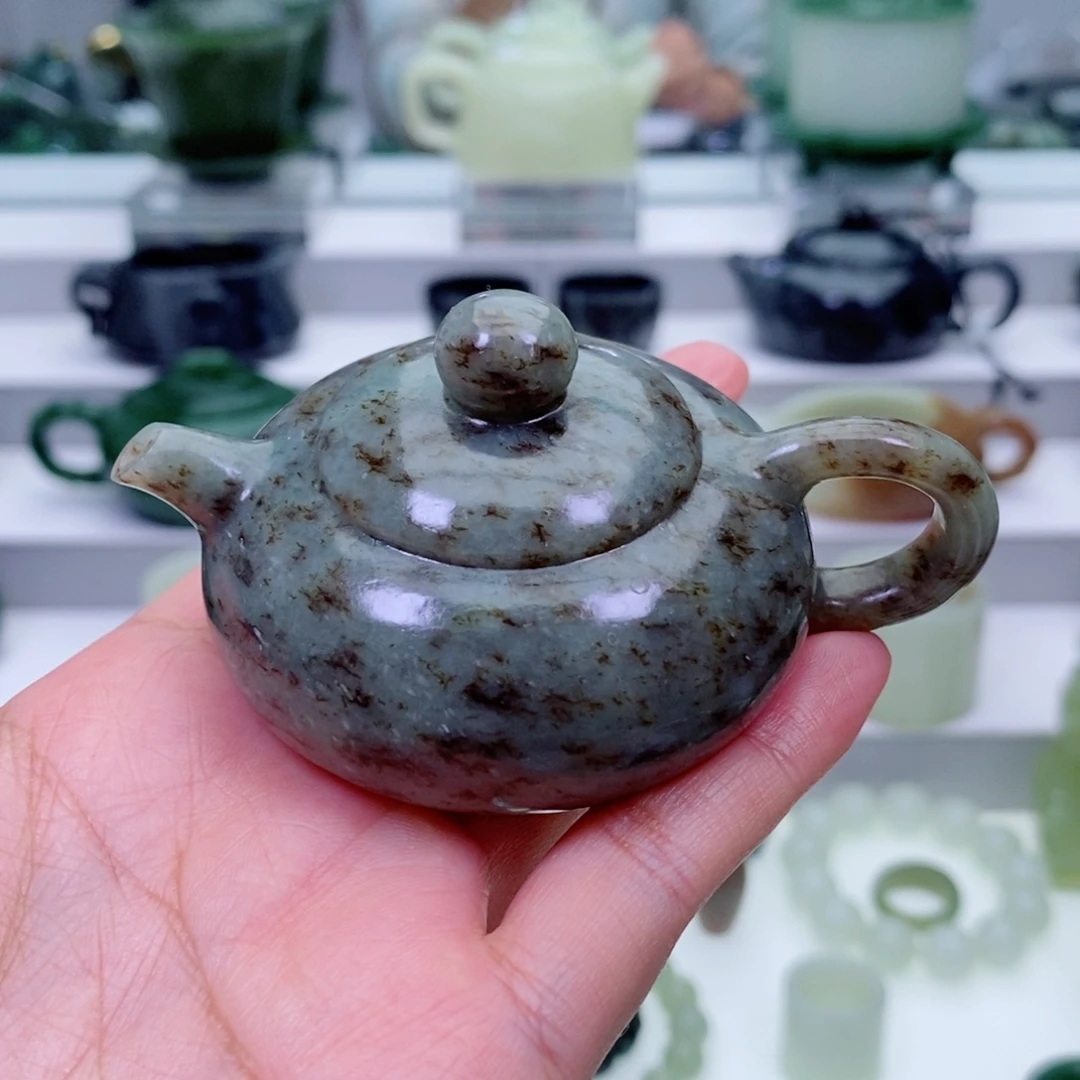 和田玉未镶嵌摆件把把壶
