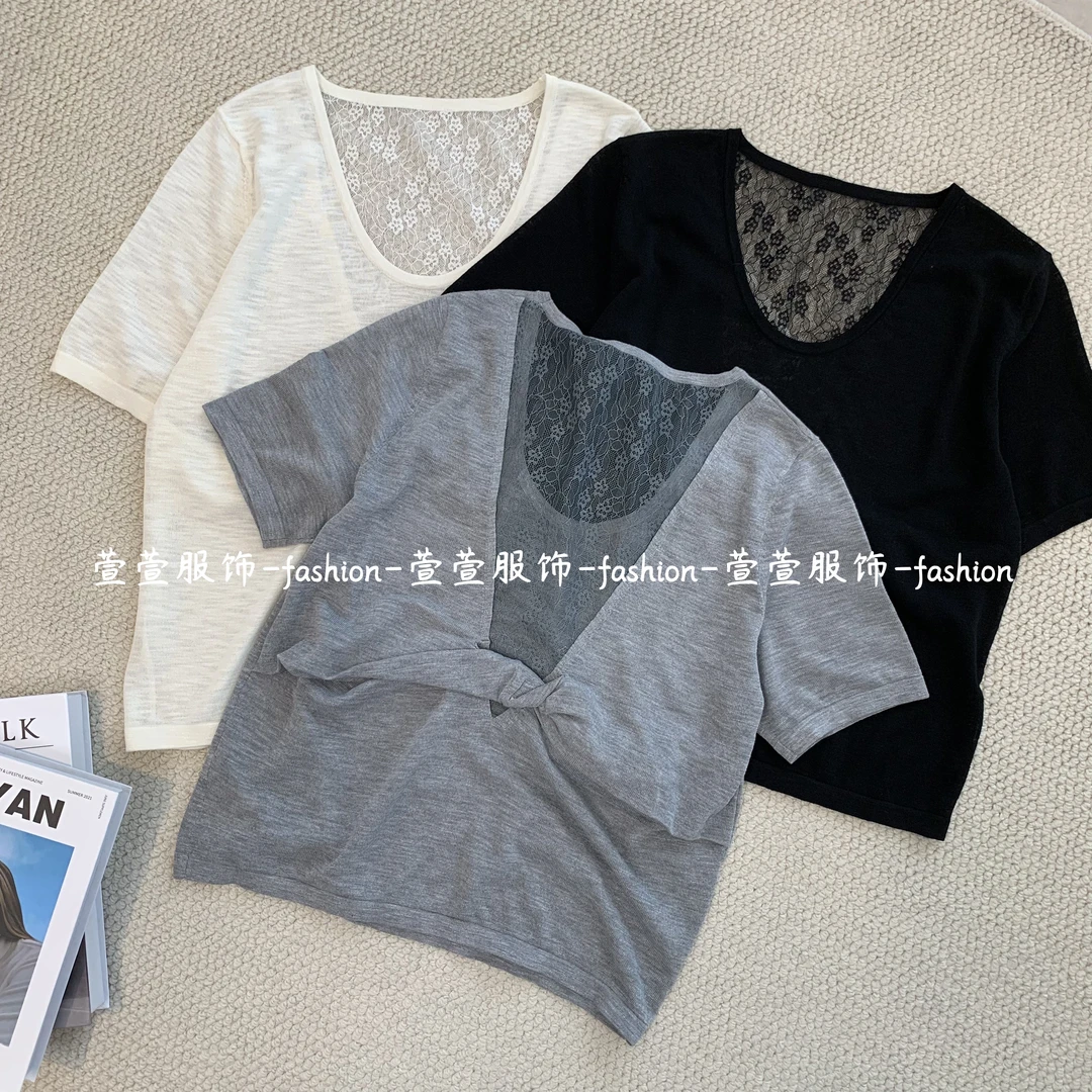 【萱萱服饰】DX869夏季新款薄款时尚高级感洋气圆领套头简约短袖女