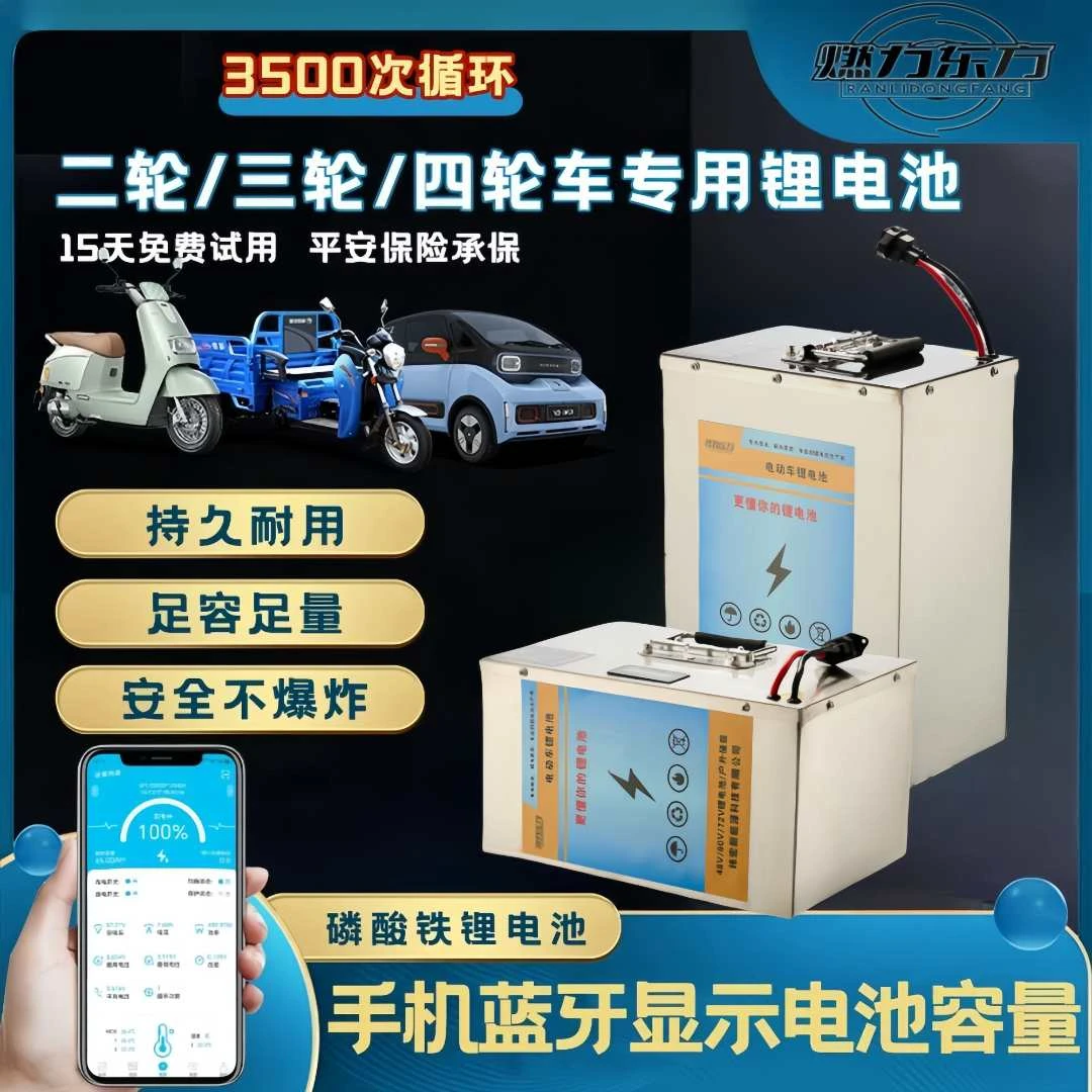 全新足容磷酸铁锂电池60V续航200公里大容量两轮四轮电动车电池