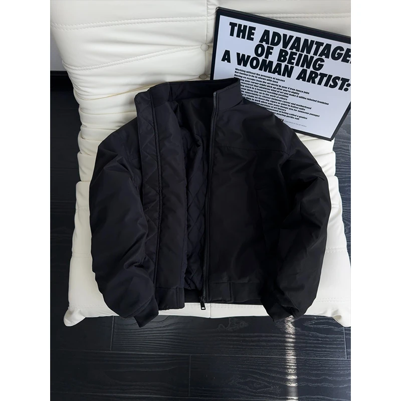 美式立领三防夹克棉服男秋冬短款bomber工装外套硬挺加厚保暖棉衣