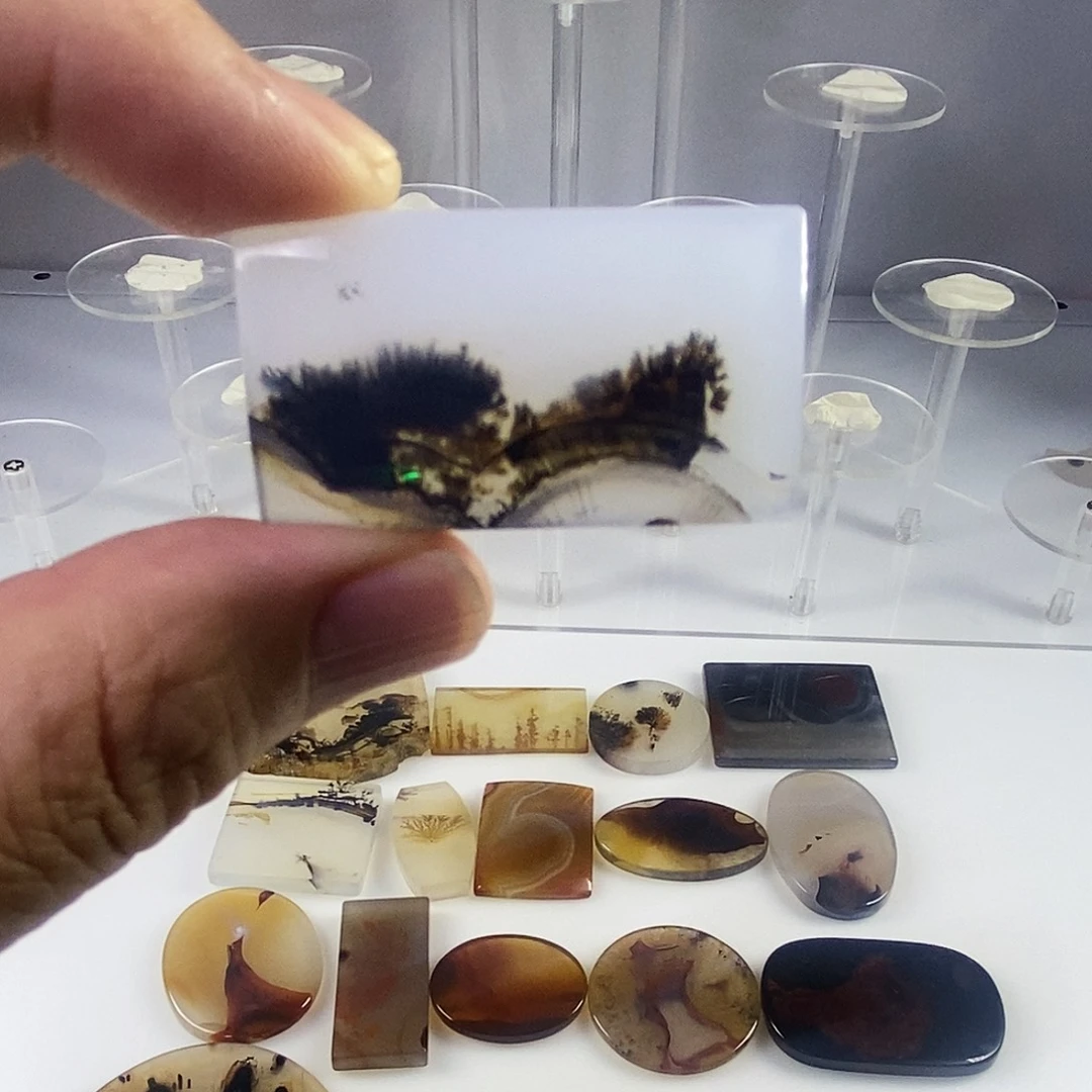 合成碳硅石非金属时尚图纹画面石饰品