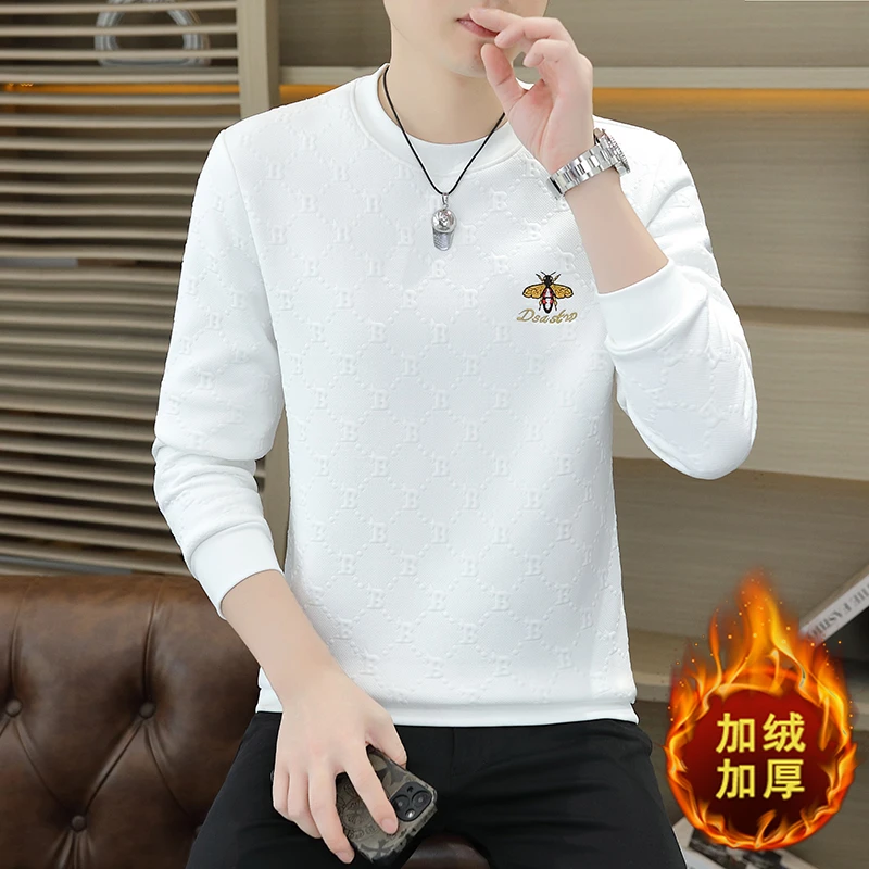 狄佛蒙特卫衣男款韩版修身长袖T恤加厚保暖内搭打底衫秋冬款卫衣