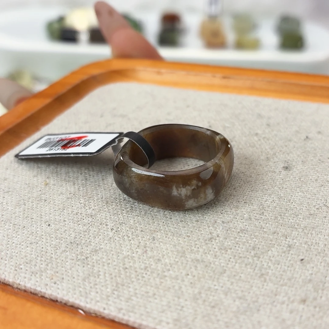 和田玉未镶嵌戒指c158牛轧糖方圆18.7不退换