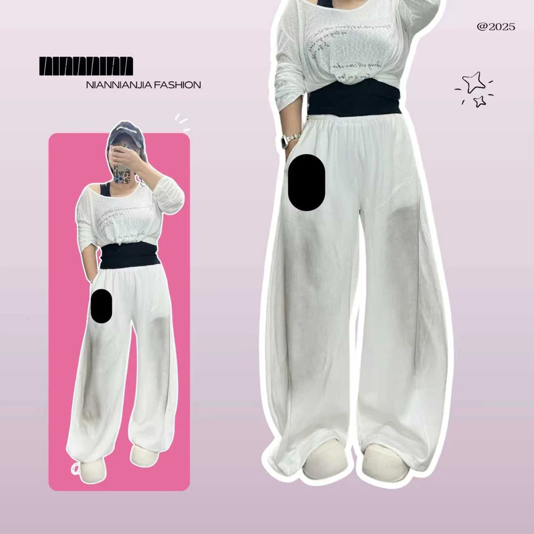 2025秋【数字卫裤】长裤透气春秋阔腿裤纯色休闲裤休闲宽松女装高腰