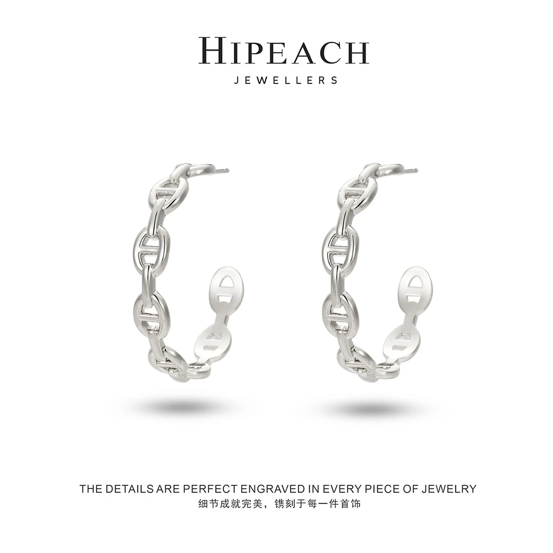 铜合金耳饰  镀K金 ♠天天♠经典银色猪鼻气质耳圈HTMBL044