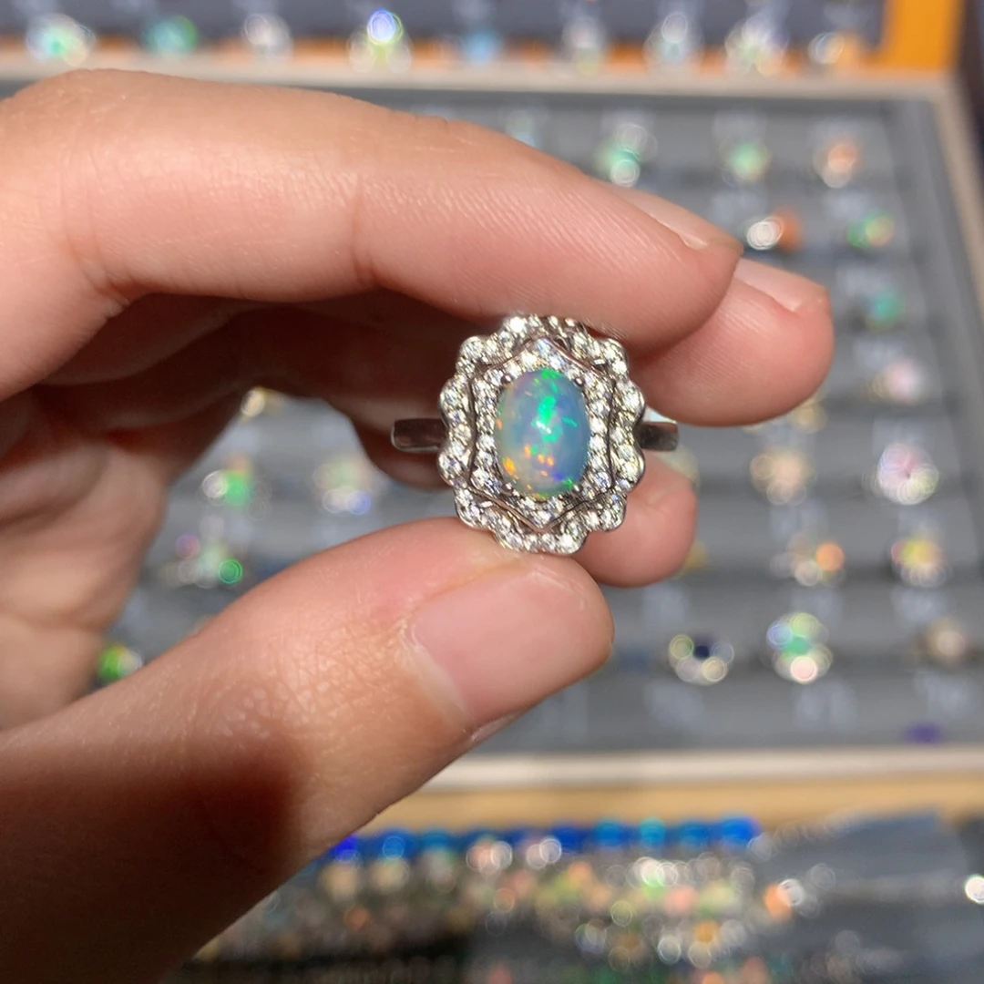 银S925镶嵌欧泊欧泊戒指y