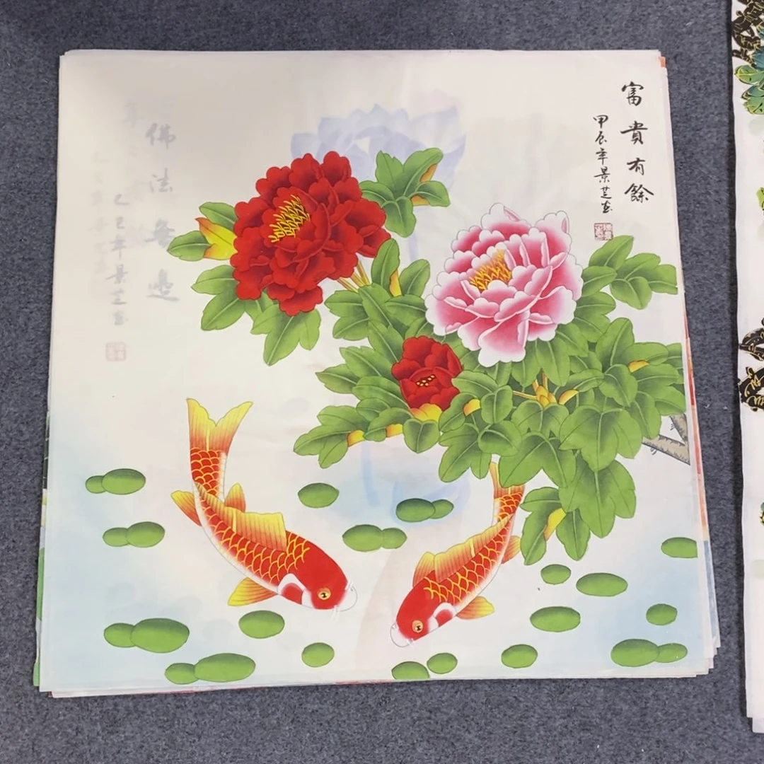 国画尺寸70✖️70工笔斗方手绘画