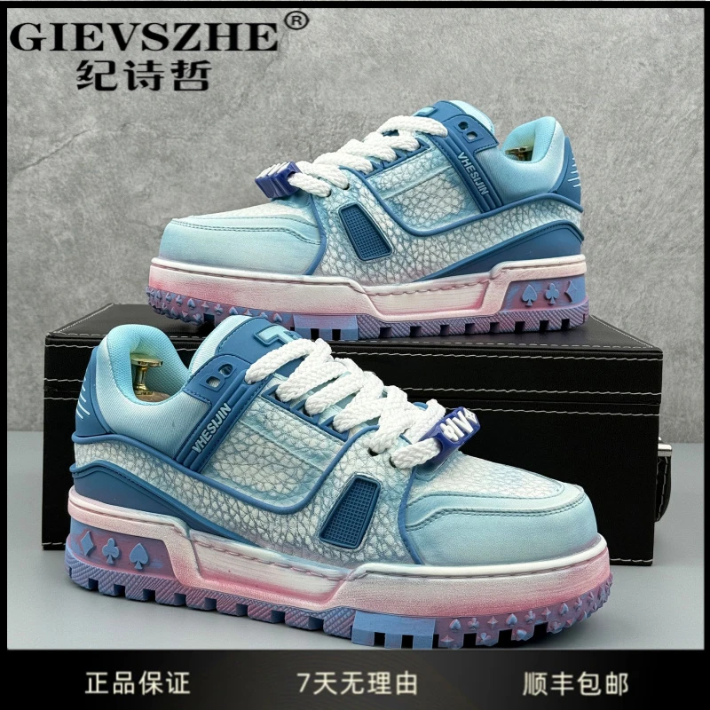 纪诗哲鞋子男款冬季新款痞帅鞋子复古做旧面包鞋2025今年流行鞋子