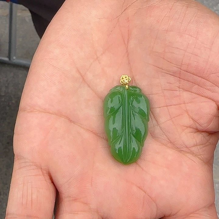 和田玉18K金镶嵌颈饰用****0