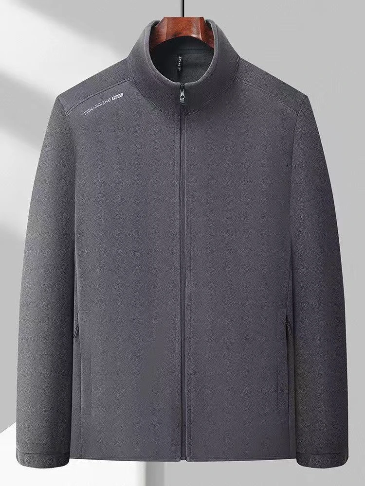 秋冬开衫保暖双面绒加厚男款卫衣春秋立领男士上衣男女同款