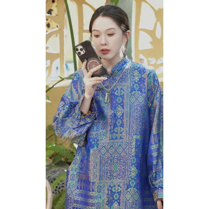 壮锦·绀青秘境！桑蚕丝新中式上衣！GZ6735