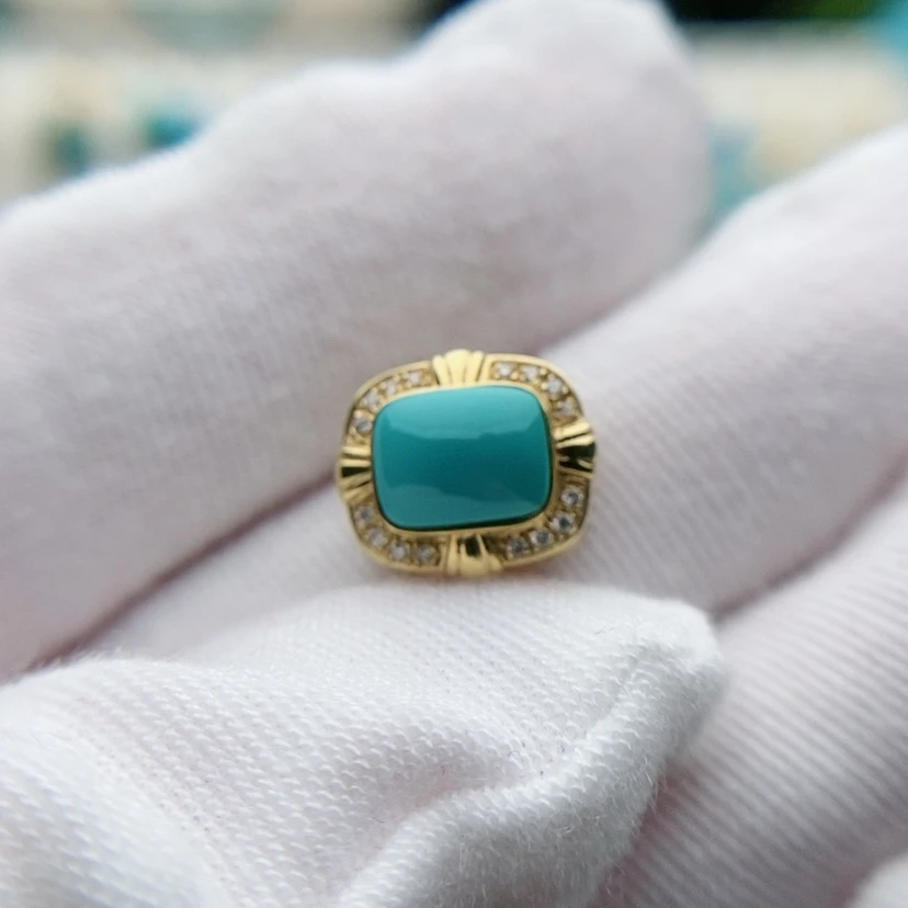 【闪购商品】绿松石原矿绿松石18K金镶嵌贝***福